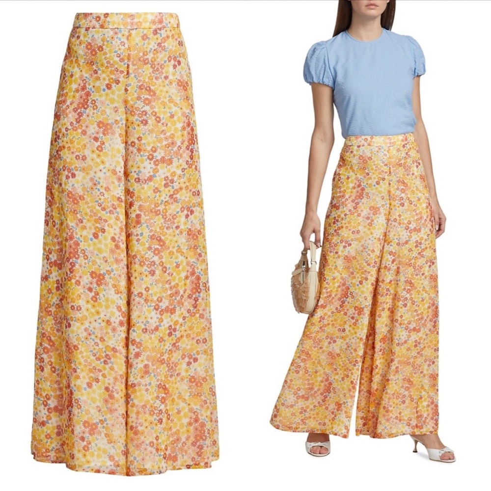 STAUD Vallea Floral Wide-leg Pants In Soleil Flower Market Sz 10